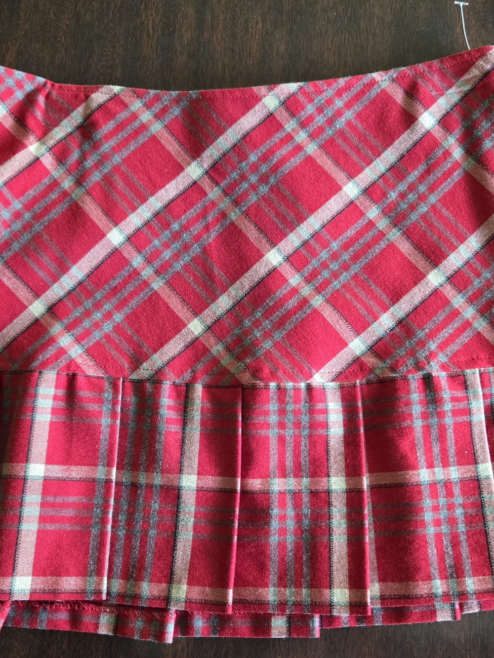 Tracy Evans Bright Red Plaid Pleated Skirt with Gray Accents